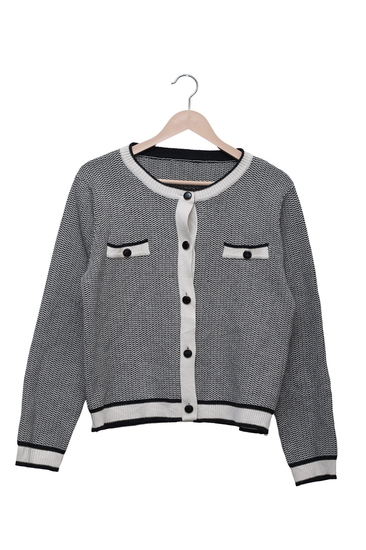 Monochrome Micro Wave Cardigan