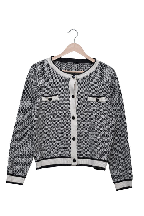 Monochrome Micro Wave Cardigan
