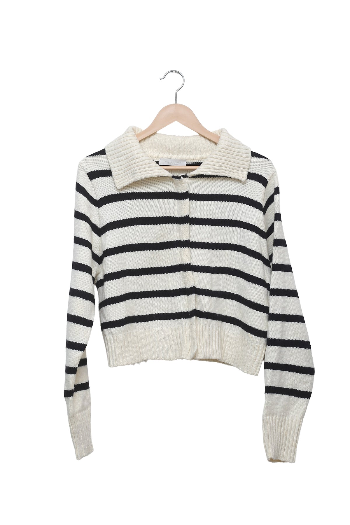 Cream Parisian Stripe Collared Cardigan