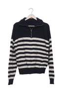 Navy Coast Club Striped Half-Zip Sweater