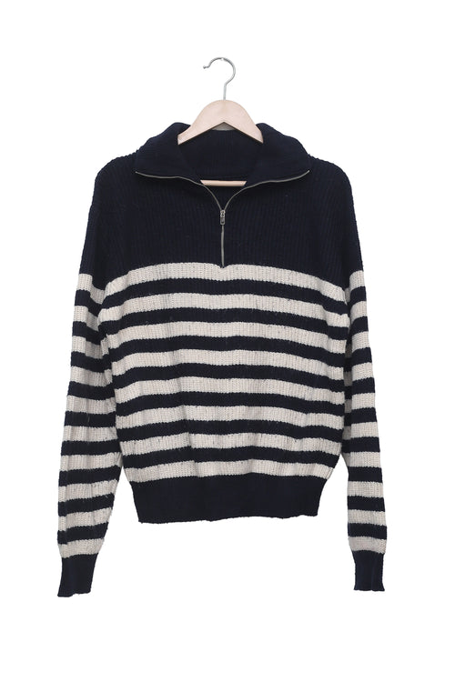 Navy Coast Club Striped Half-Zip Sweater