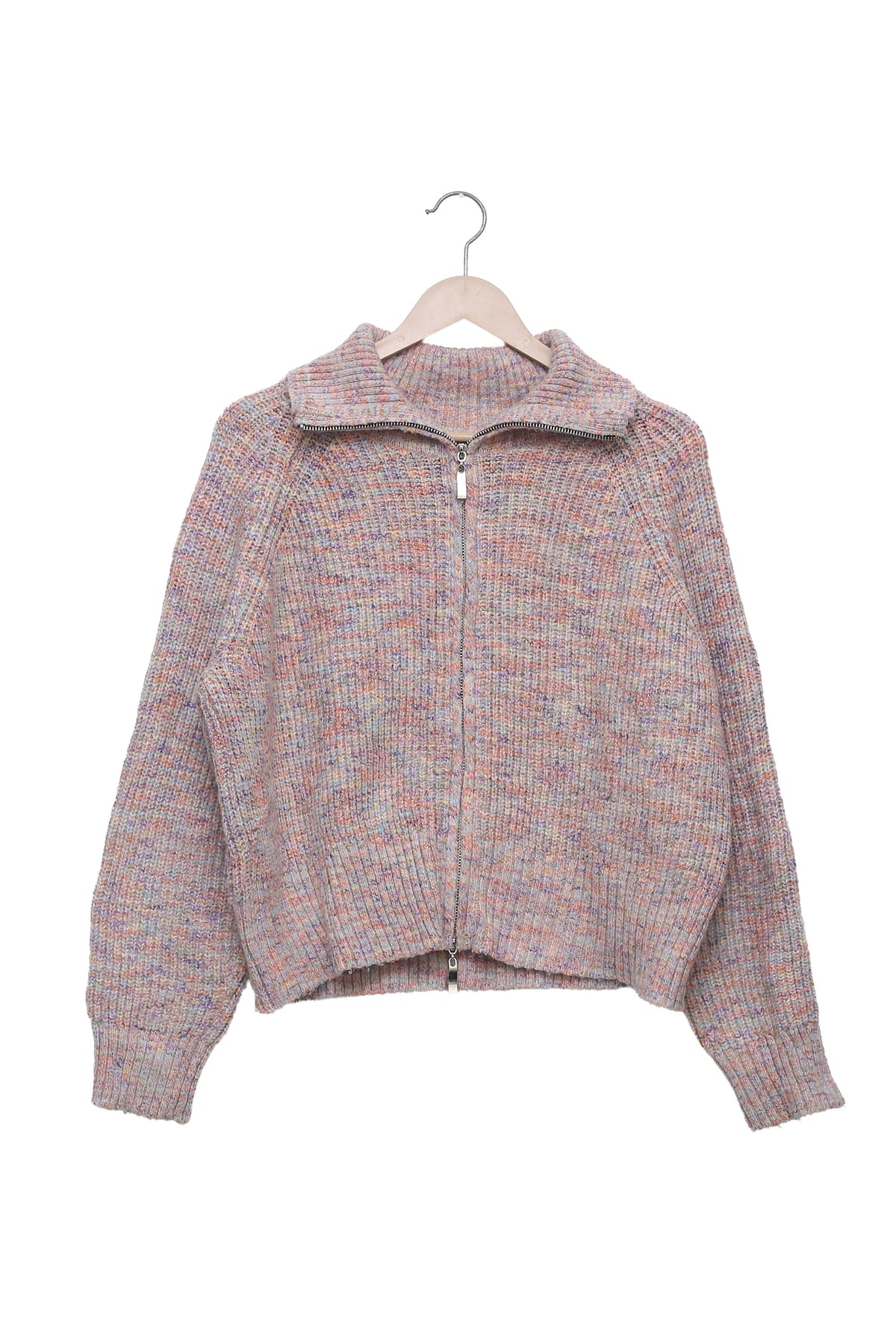 Pastel Confetti Zip-Up Knit Cardigan