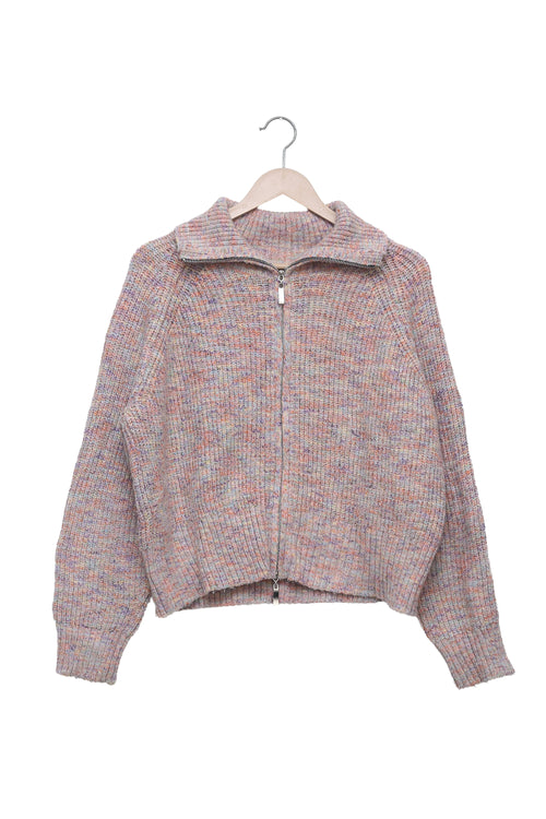 Pastel Confetti Zip-Up Knit Cardigan
