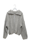 Grey Cloud Club Cable-Knit Zip Cardigan