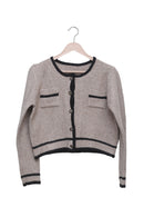 Taupe Cafe Date Contrast-Trim Cardigan
