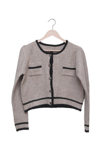 Taupe Cafe Date Contrast-Trim Cardigan