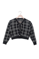 Monochrome Checkmate Cropped Cardigan
