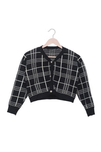 Monochrome Checkmate Cropped Cardigan