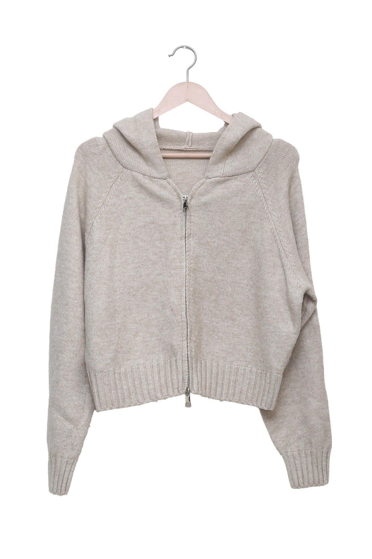 Oatmeal Slow Sunday Zip-Up Knit Hoodie