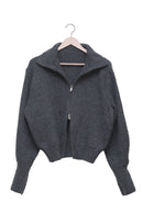 Charcoal Cloud Ribbed Two-Way Zip Cardigan