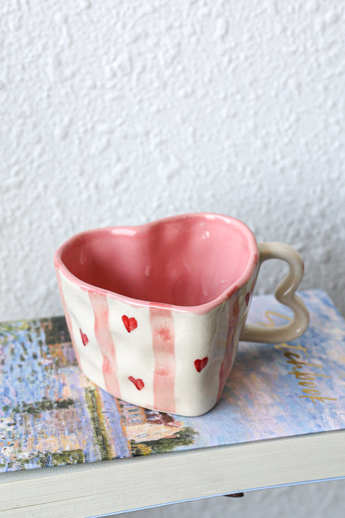 Pink Love Letter Heart-Shaped Mug