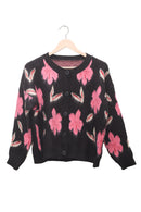 Black Pink Statement Cardigan"