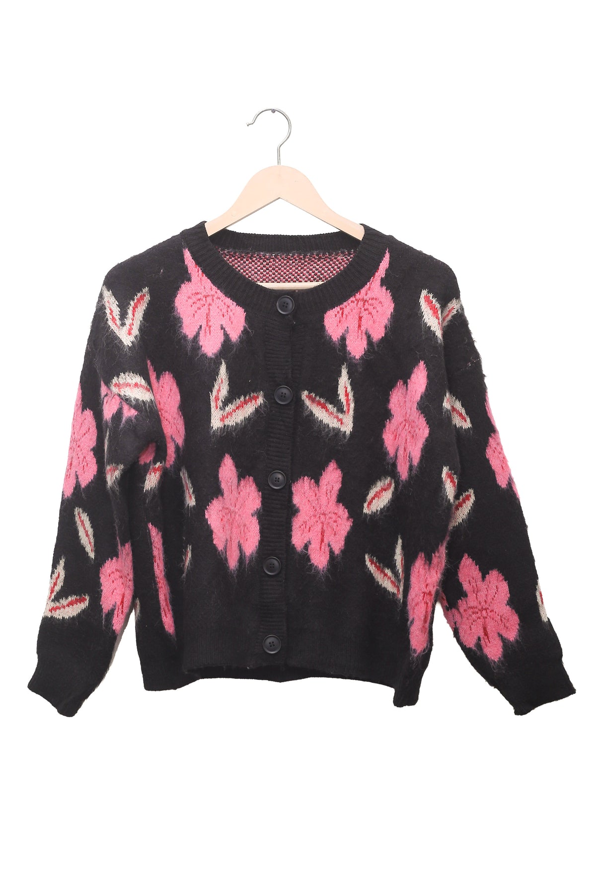 Black Pink Statement Cardigan"