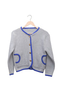 Silver Cobalt Piped Pocket Cardigan"