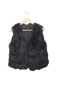 After Hours Black Faux-Fur Vest"