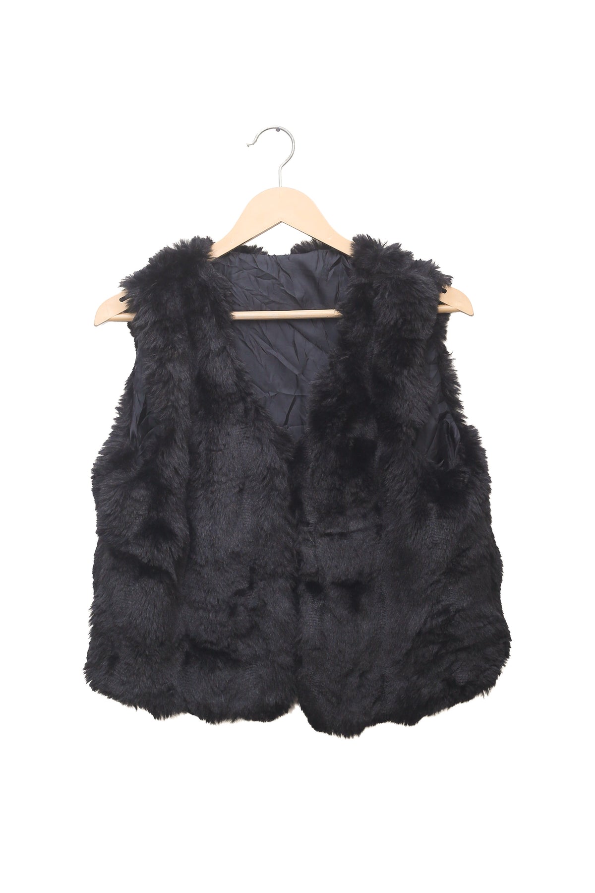 After Hours Black Faux-Fur Vest"