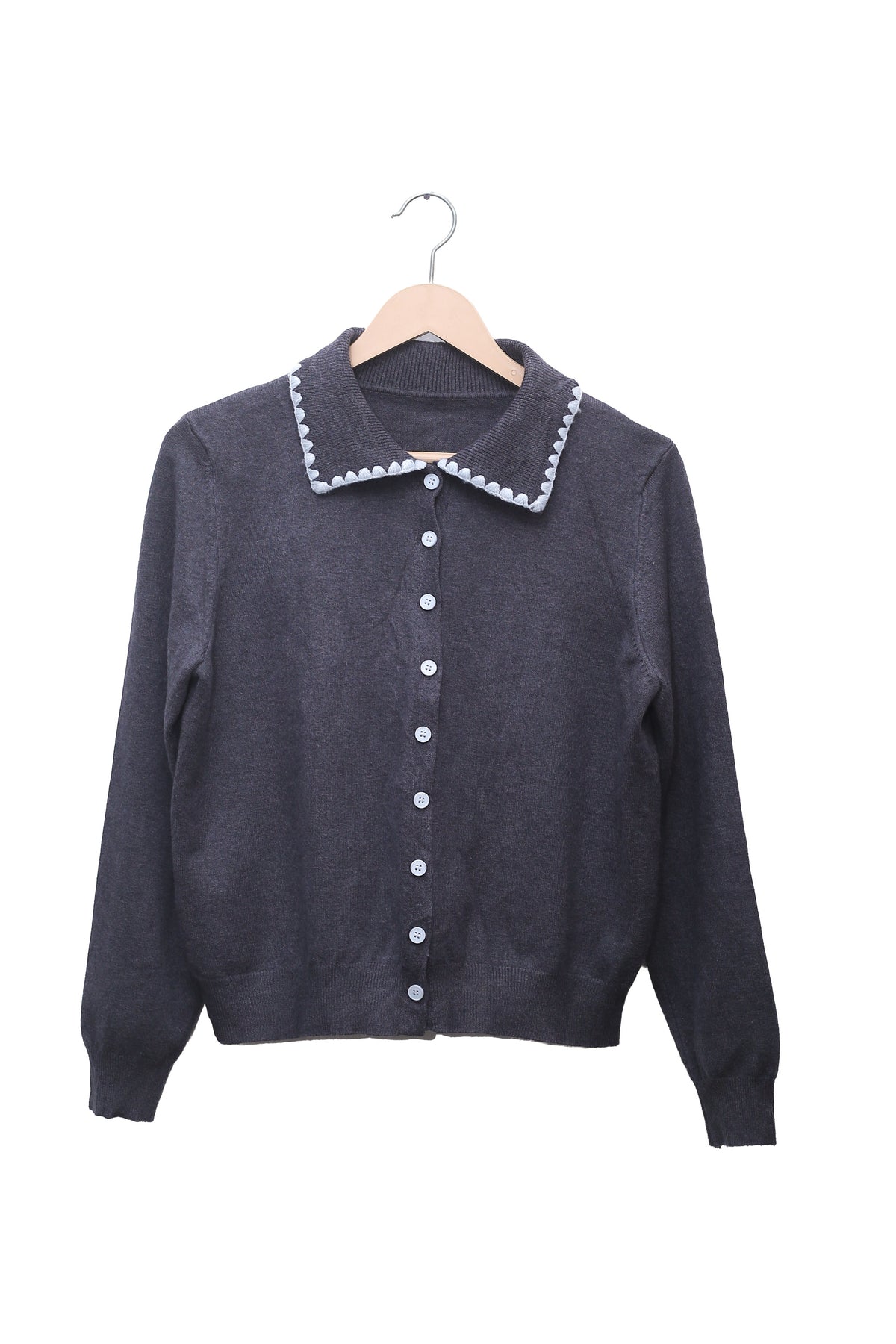 Midnight Scallop Collar Cardigan