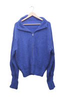 Cobalt Ribbed Zip Cardigan