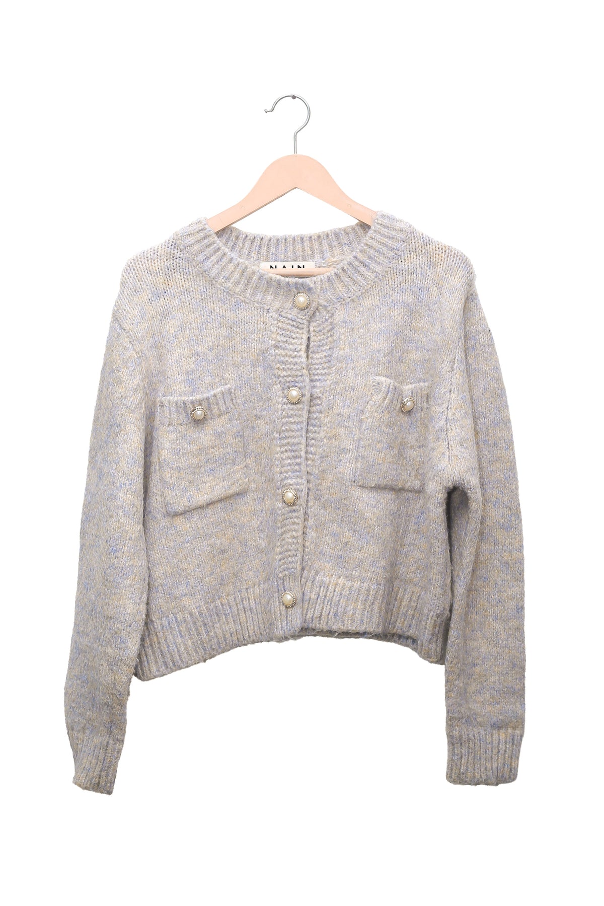 Silver Mist Pearl Pocket Cardigan