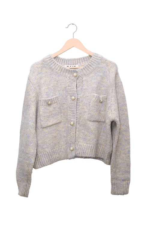 Silver Mist Pearl Pocket Cardigan