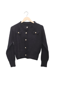 Noir Pearl Button Cardigan