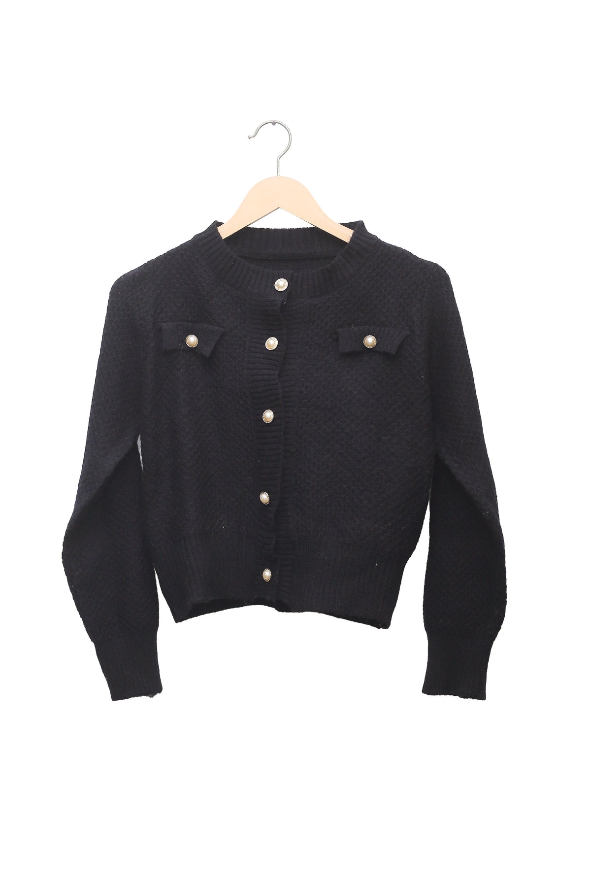 Noir Pearl Button Cardigan