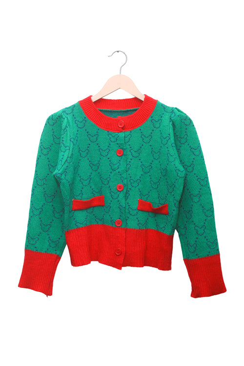 Emerald Cherry Contrast Cardigan