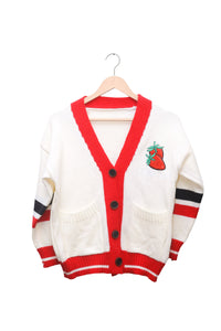 Strawberry Varsity Cream Cardigan