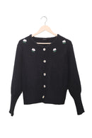 Daisy Noir Embroidered Cardigan