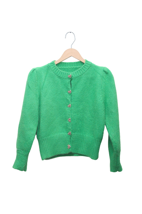 Emerald Heart Button Cardigan