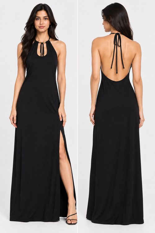 After Hours Black Maxi Slit Dress