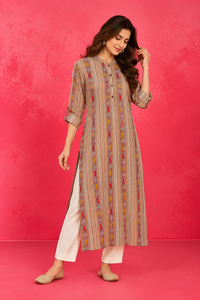 Caramel Motif Stripe Kurti