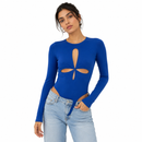 Electric Blue Cut-Out Bodysuit"