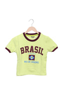 Brasil Lime Pop Ringer Baby Tee