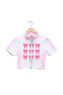 Pink Bow Era Zip Crop Top