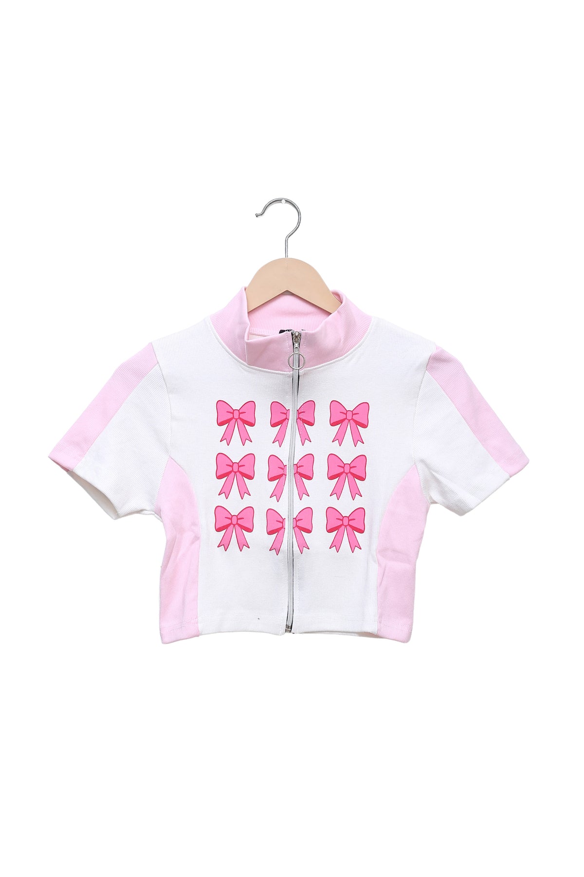 Pink Bow Era Zip Crop Top