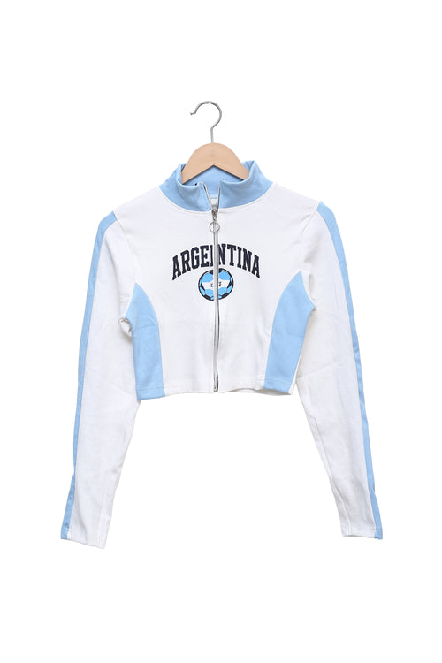 Argentina Sky Club Zip Crop Top