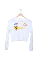White Pit Lane Racing Crop Top