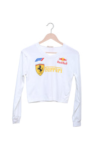 White Pit Lane Racing Crop Top