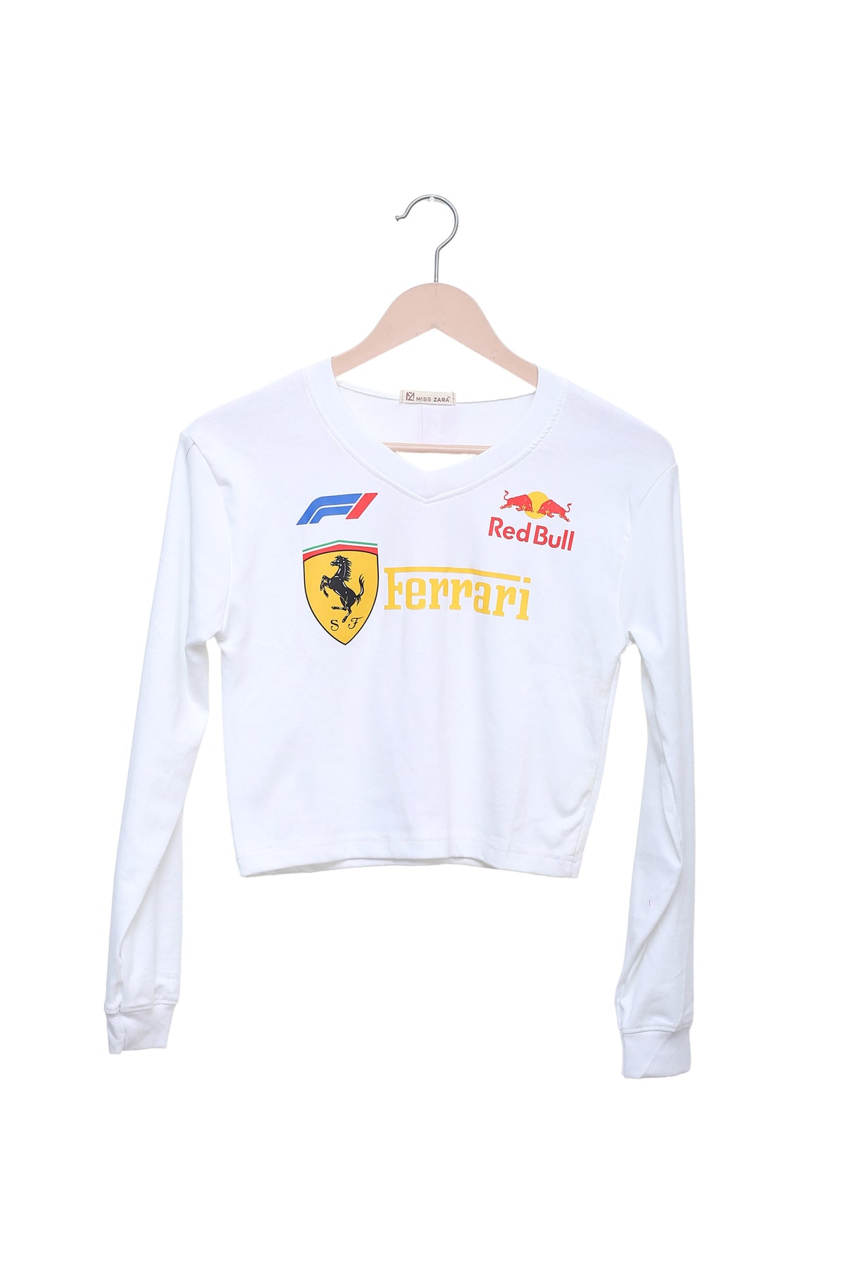 White Pit Lane Racing Crop Top