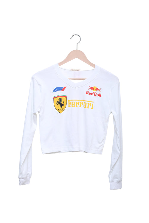White Pit Lane Racing Crop Top