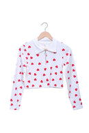 Lover Girl Heart Print Zip Polo