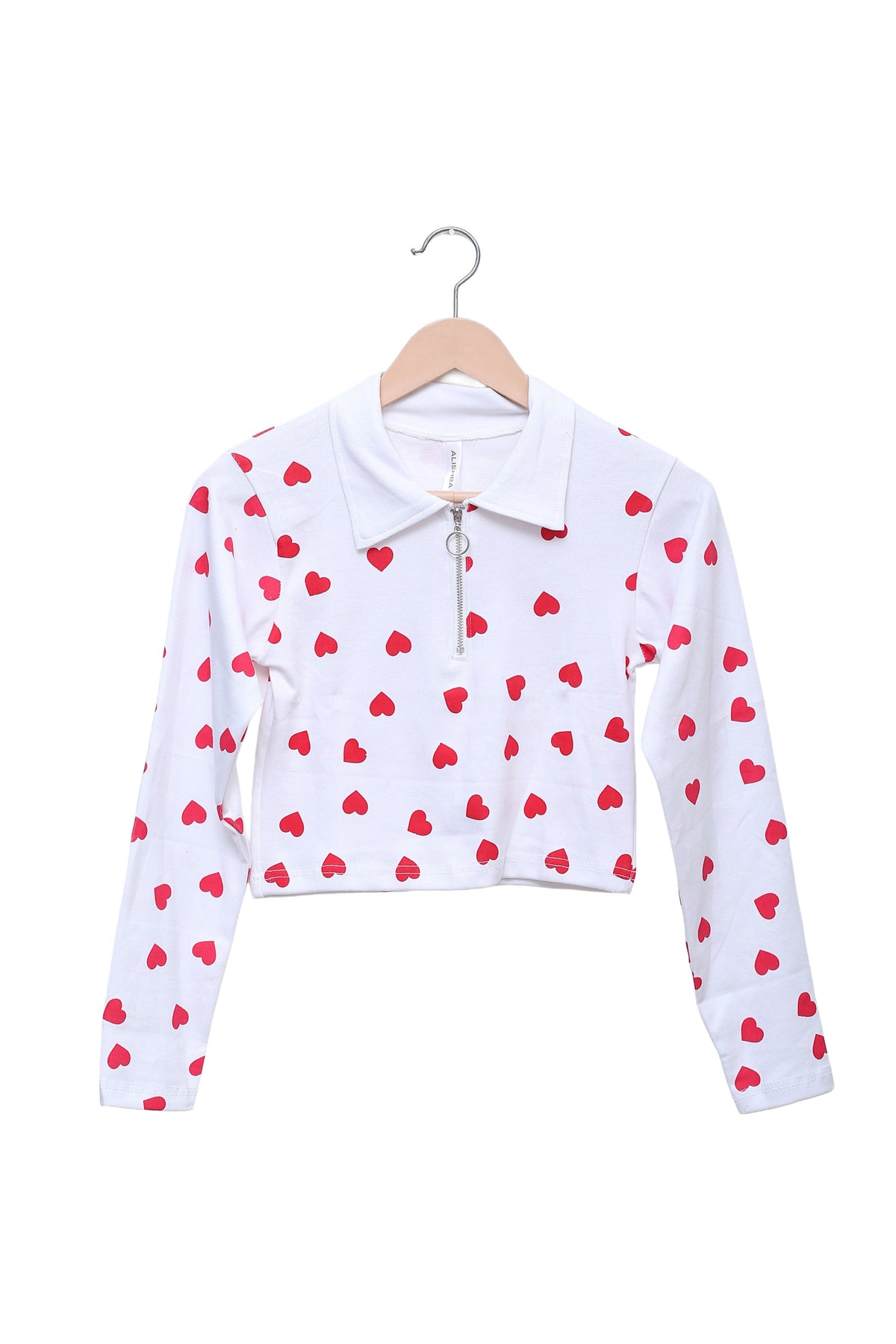 Lover Girl Heart Print Zip Polo