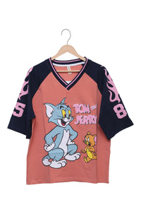Tom & Jerry Chaos Duo Coral Jersey Tee