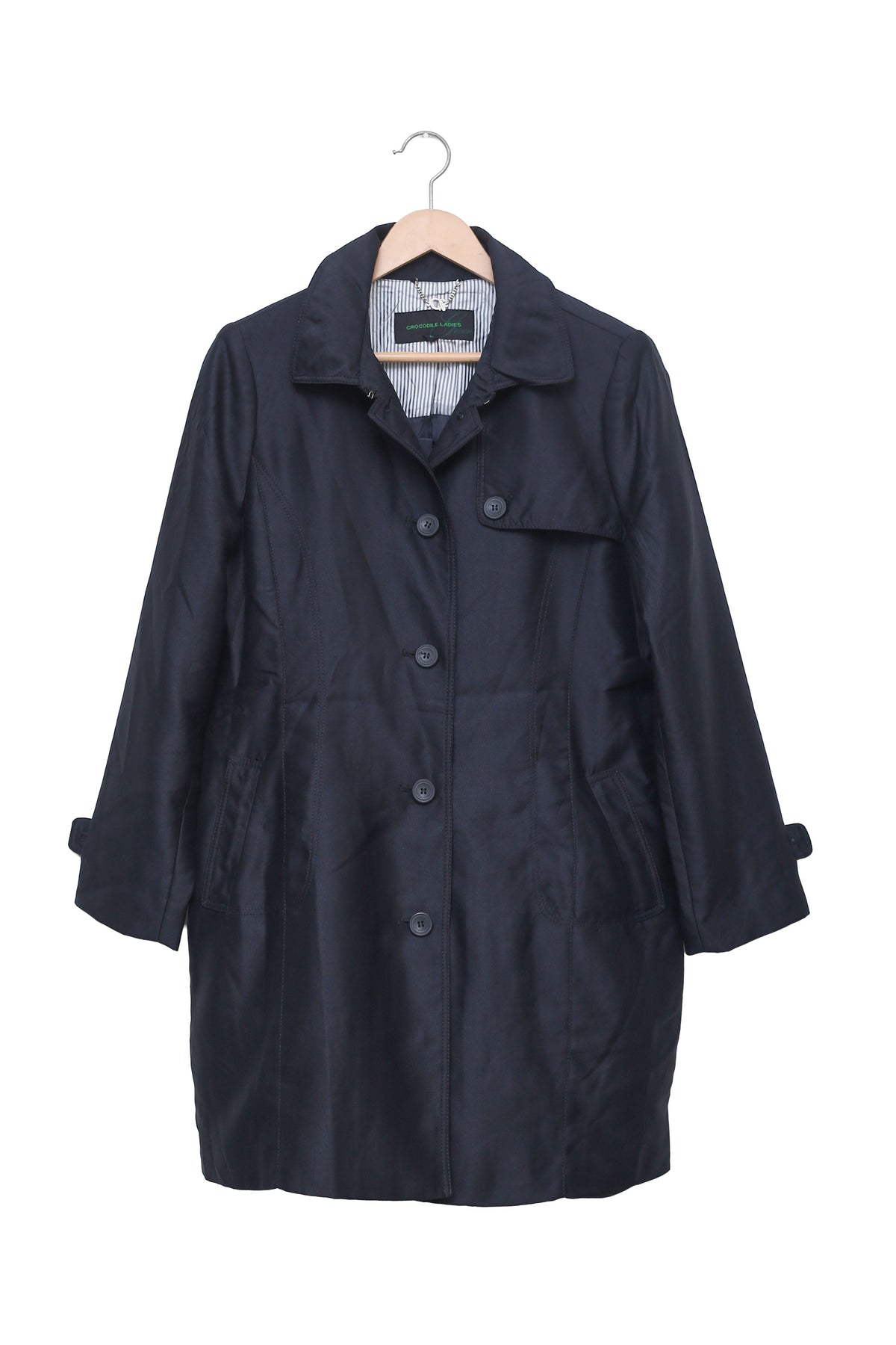Navy Lowkey Button Front Coat (Unisex)