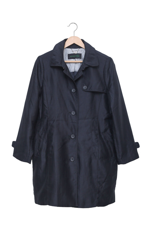 Navy Lowkey Button Front Coat (Unisex)