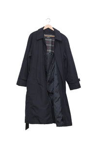 Navy Dark Academia Check Lined Coat (Unisex)