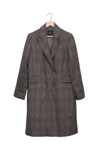 Grey Campus Crush Checked Long Coat (Unisex)