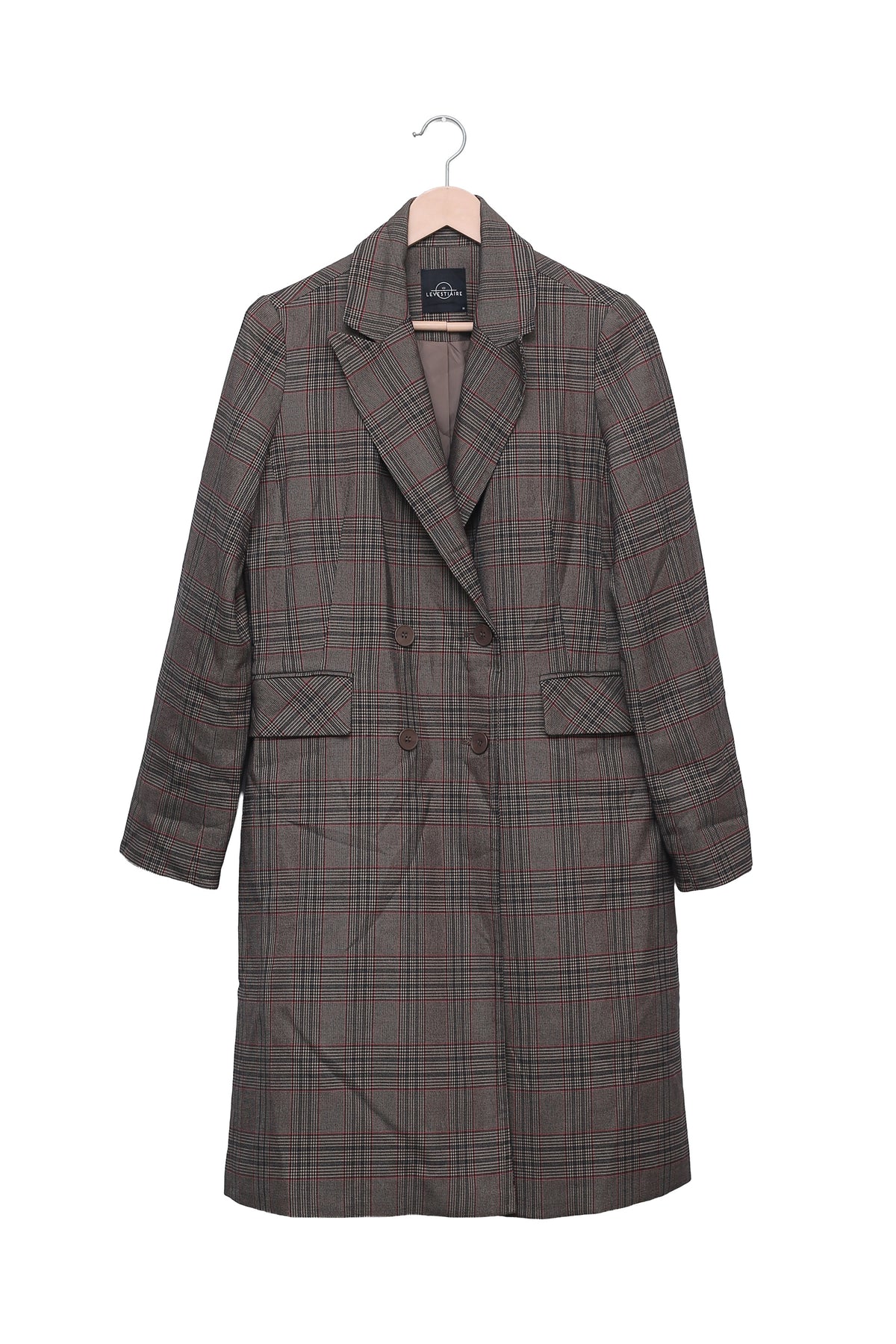 Grey Campus Crush Checked Long Coat (Unisex)