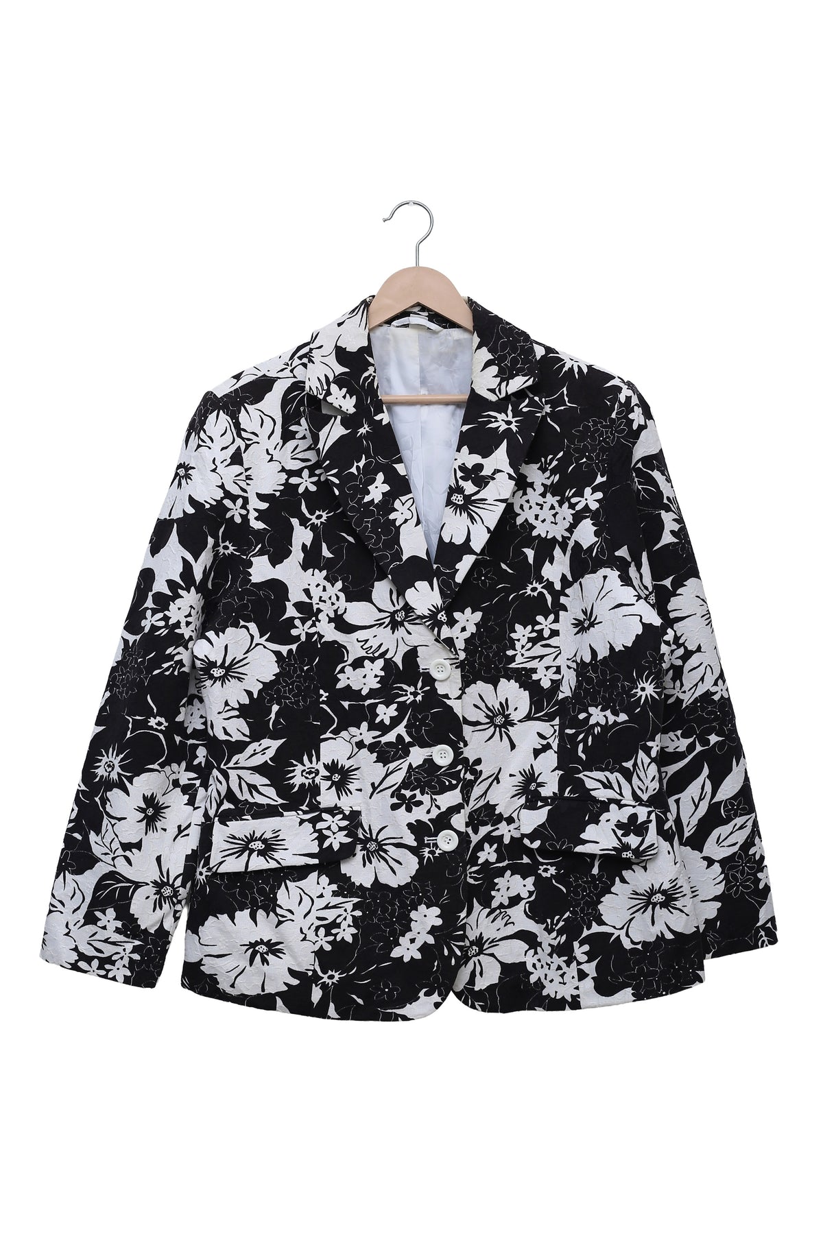 Monochrome Bloom Statement Blazer